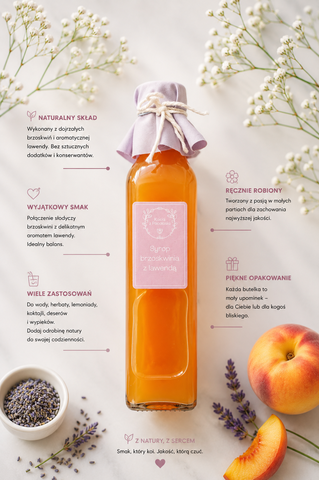 SYROP BRZOSKWINIOWY Z LAWENDĄ 230ml - obrazek 2