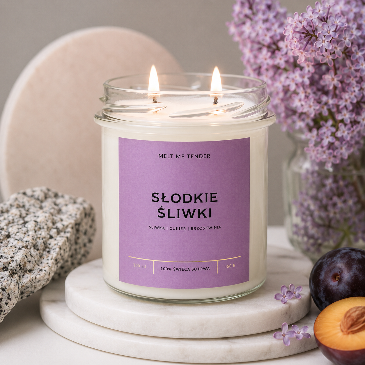 SŁODKIE ŚLIWKI- ŚWIECA SOJOWA 300ml