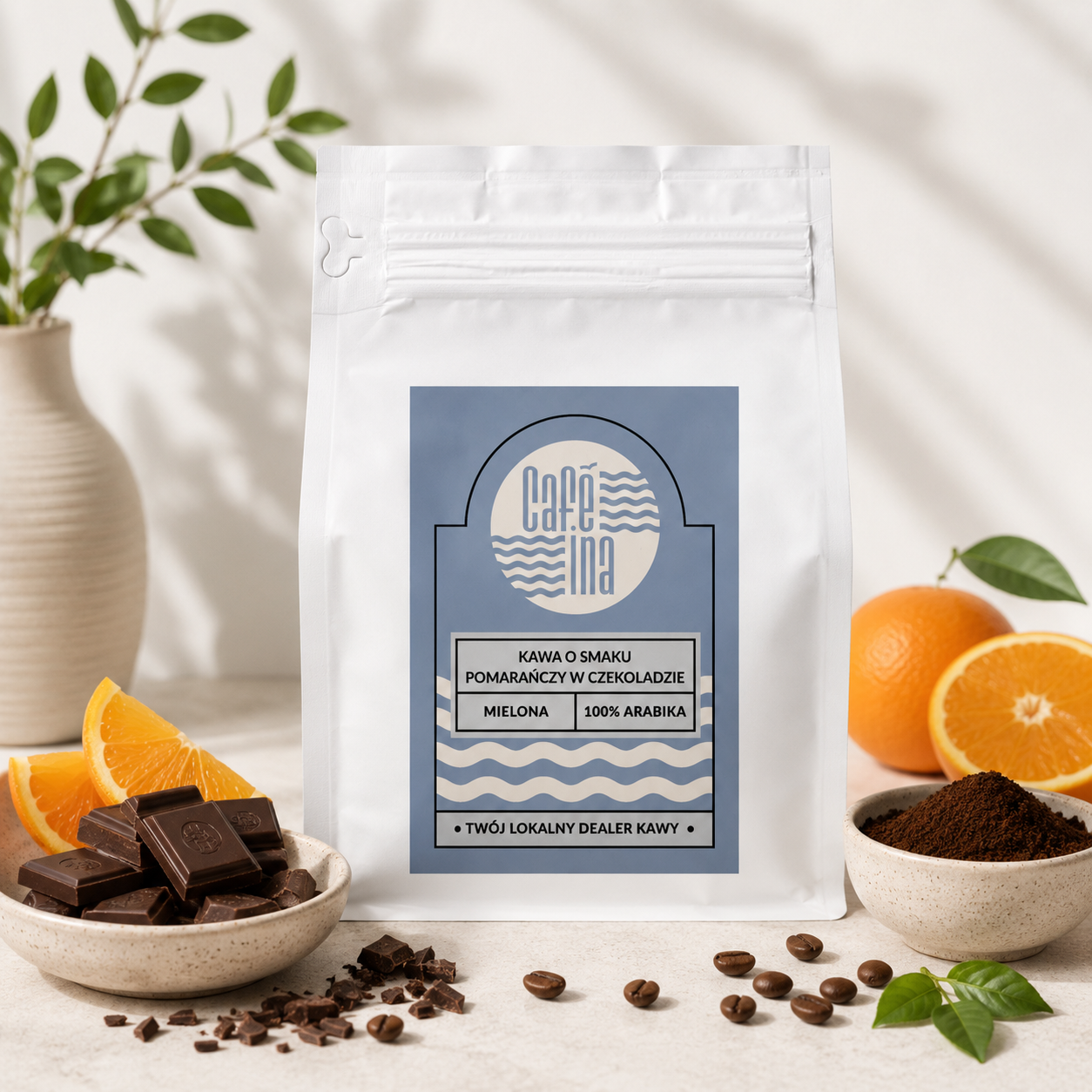 KAWA MIELONA O SMAKU POMARAŃCZY W CZEKOLADZIE 250g