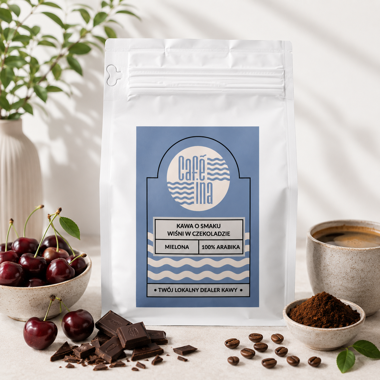 KAWA MIELONA O SMAKU WIŚNI W CZEKOLADZIE 250g