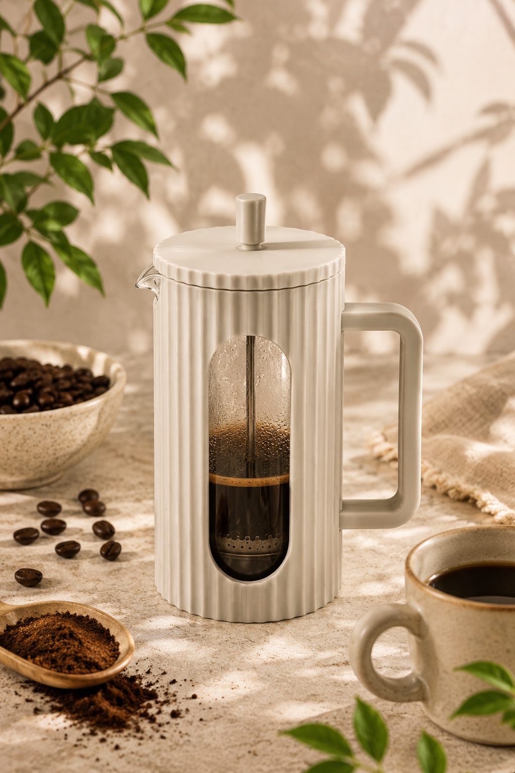 ZAPARZACZ SZKLANY DO KAWY/HERBATY W SZAREJ OBUDOWIE 1000ml