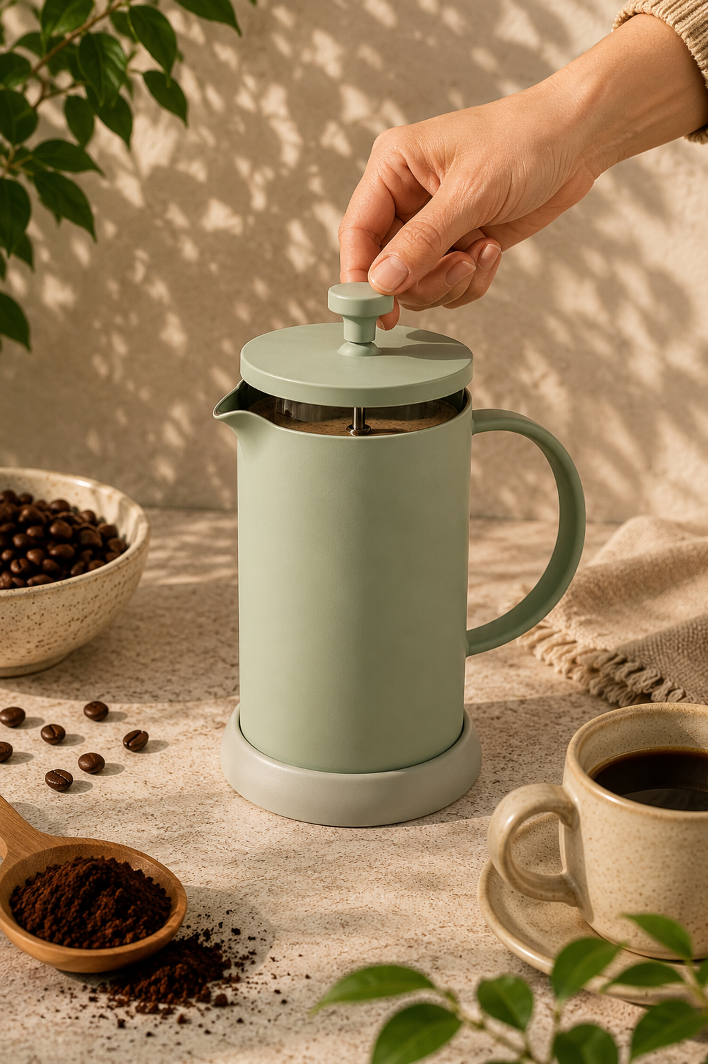 ZAPARZACZ SZKLANY DO KAWY/HERBATY ZIELONY 600ml - obrazek 2