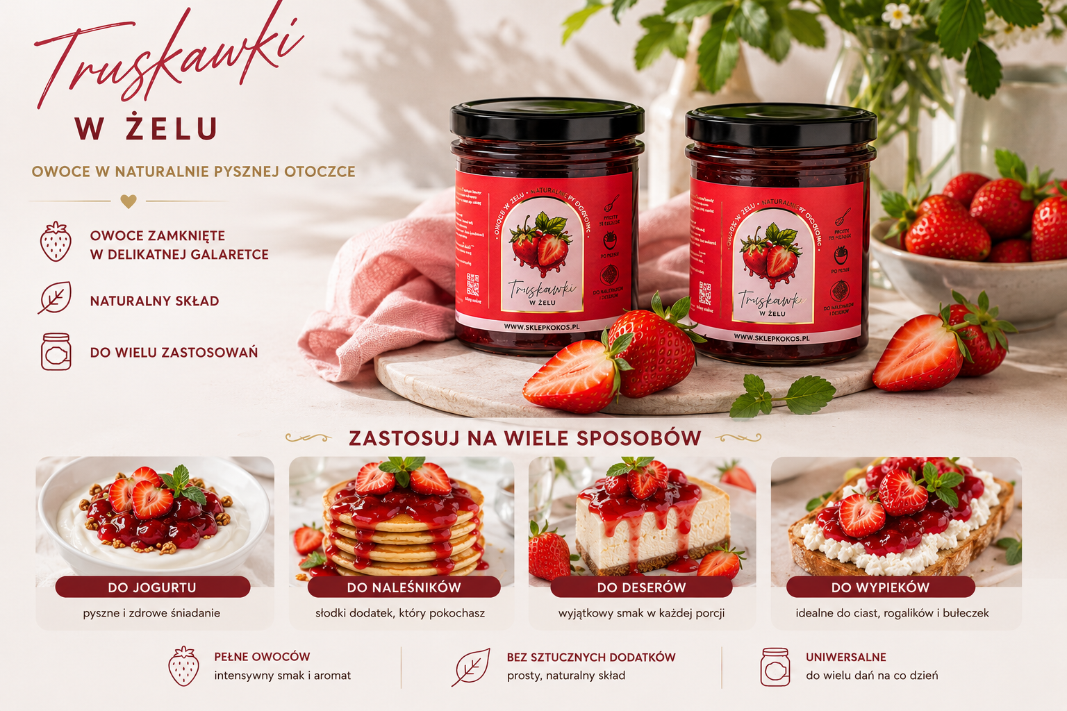 TRUSKAWKI W ŻELU BEZ CUKRU 300g - obrazek 3
