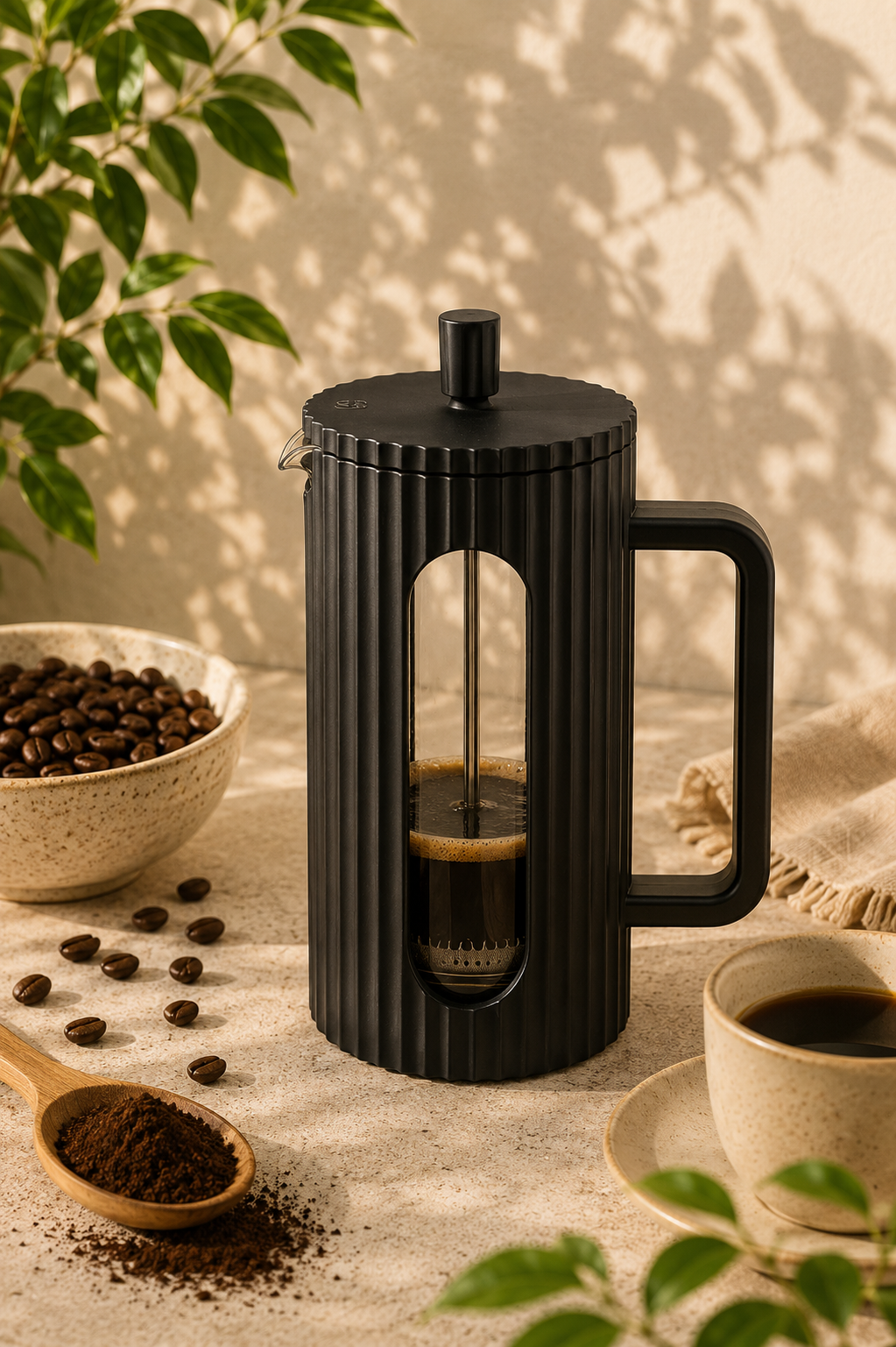 ZAPARZACZ SZKLANY DO KAWY/HERBATY W CZARNEJ OBUDOWIE 1000ml