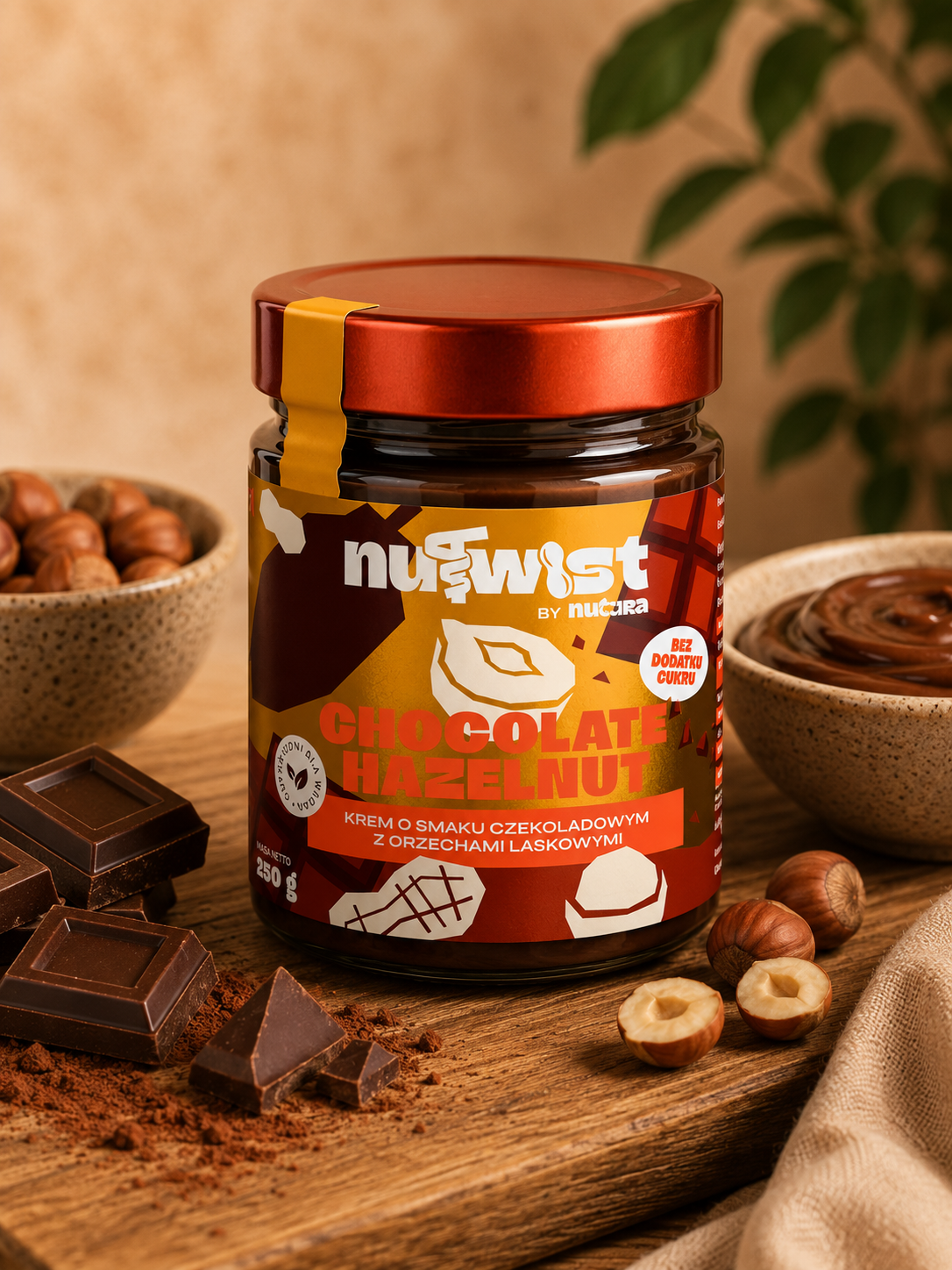 CHOCO-HAZELNUT KREM ORZECHOWY O SMAKU CZEKOLADOWYM Z ORZECHAMI LASKOWYMI 250g
