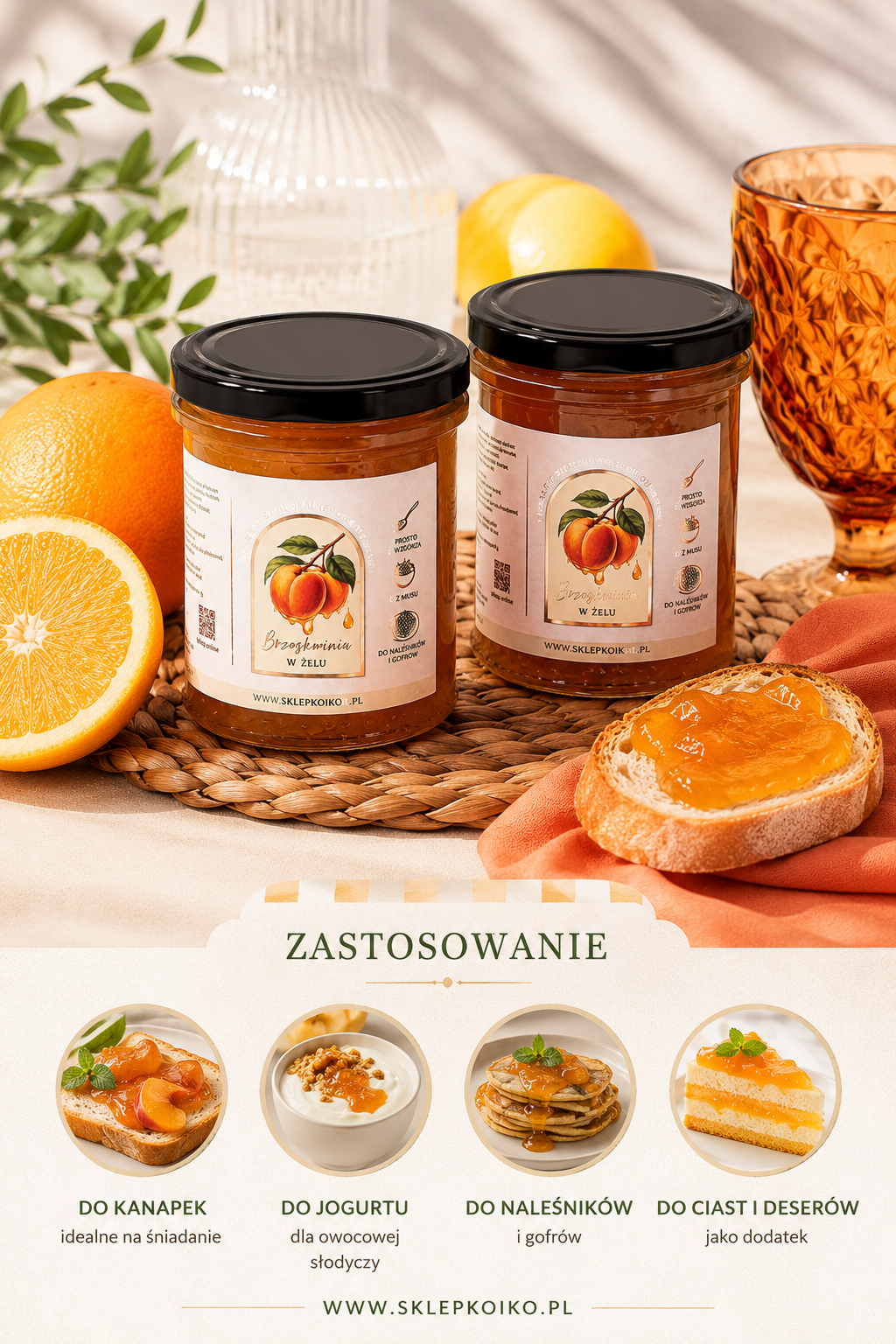 BRZOSKIWNIE W ŻELU BEZ CUKRU 300g - obrazek 3