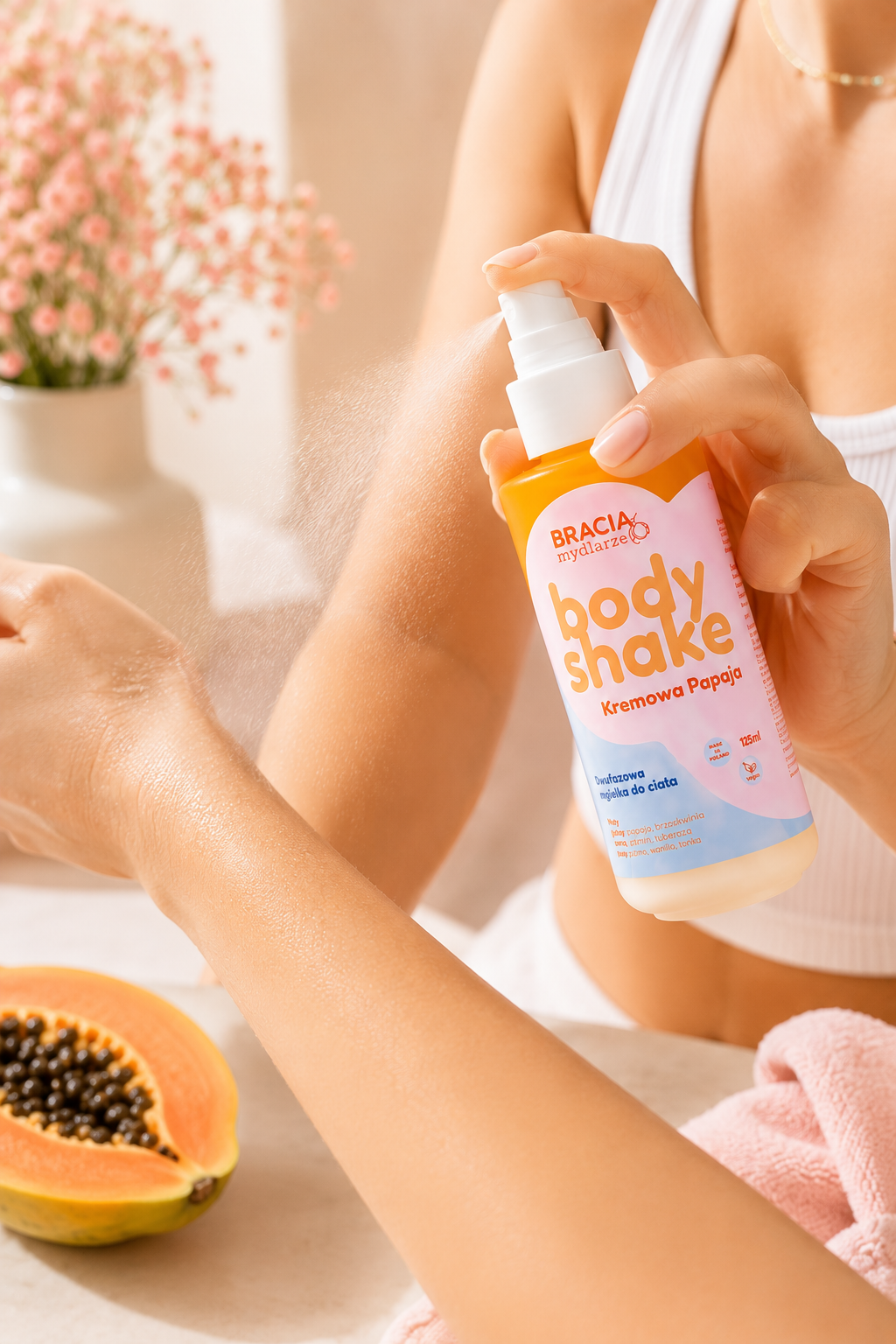 BODY SHAKE KREMOWA PAPAJA - DWUFAZOWA MGIEŁKA DO CIAŁA 125ml - obrazek 2