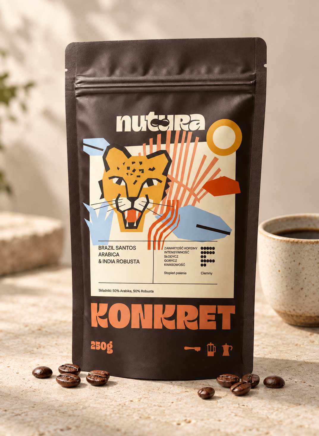 KONKRET – KAWA ZIARNISTA BRAZIL SANTOS ARABICA & INDIA ROBUTSA 250g